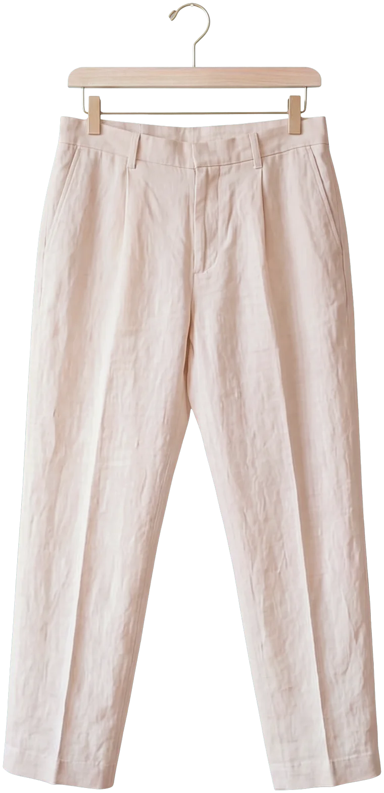 Cream linen trousers with a single pleat